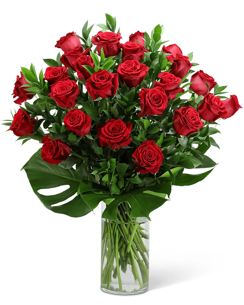 Red Roses with Modern Foliage (24)