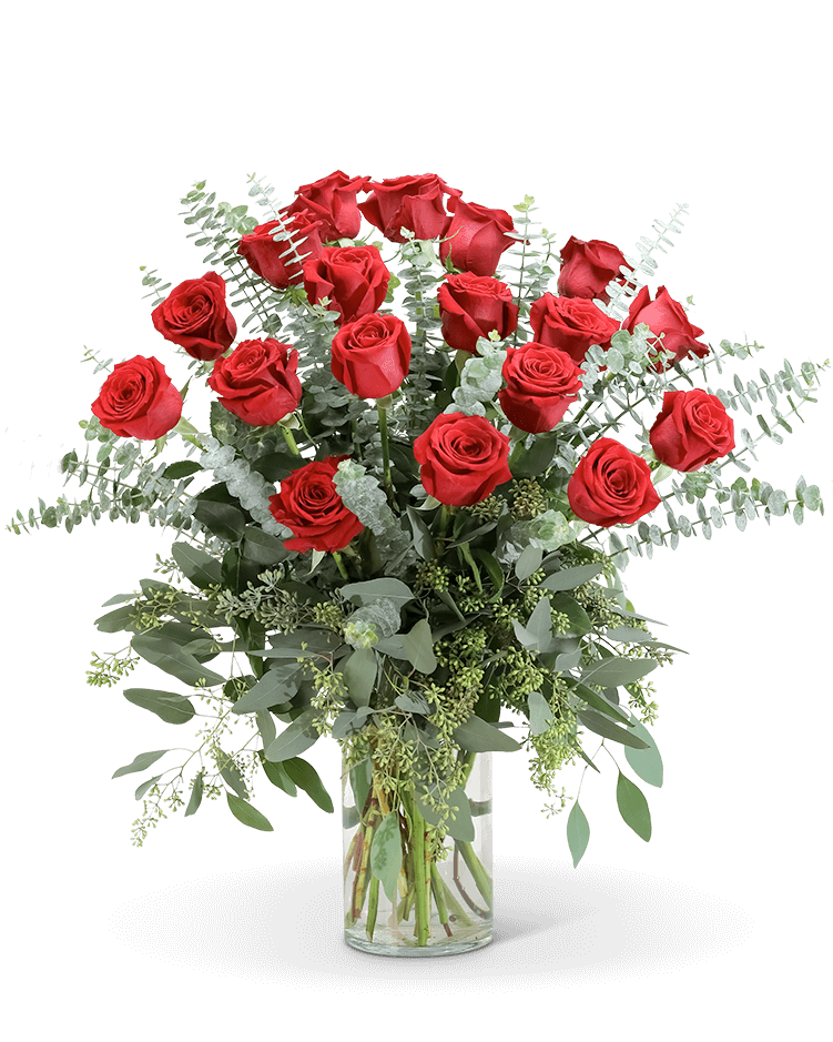 Red Roses with Eucalyptus Foliage (18)