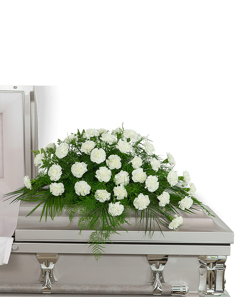Peaceful in White Casket Spray