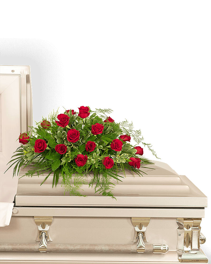 18 Red Roses Casket Spray