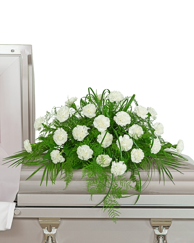 White Divinity Casket Spray