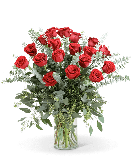 Red Roses with Eucalyptus Foliage (18)