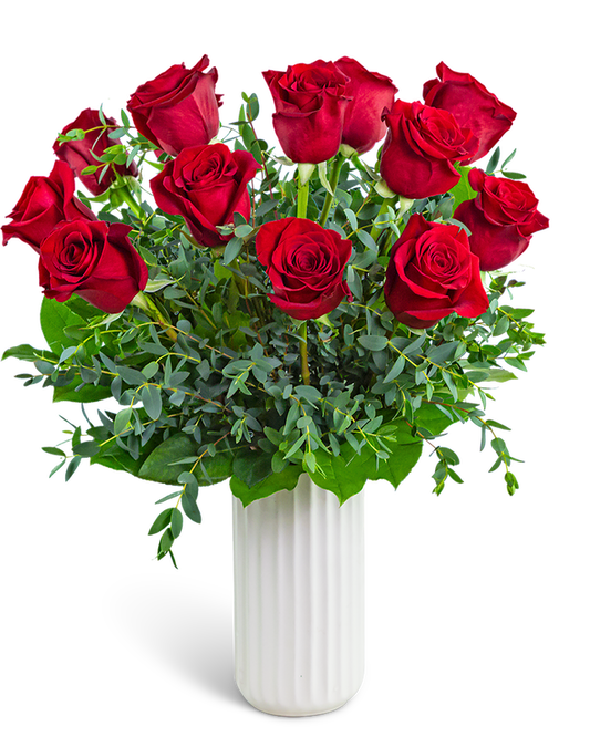 One Dozen Ruby Red Roses