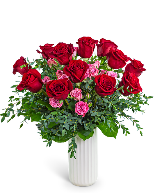 One Dozen Flirty Roses